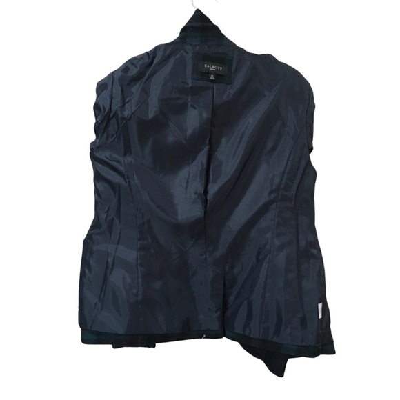 talbots single breasted blazer plaid tartan green navy new size 8P - Picture 3 of 9